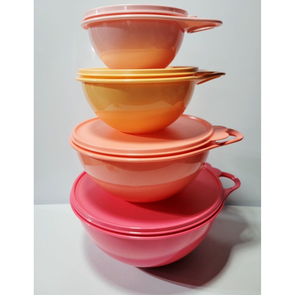 Tupperware 8 Pc Pastel ThatsaBowl Set Mixing Serving Storage 4 Bowls + 4 Lids